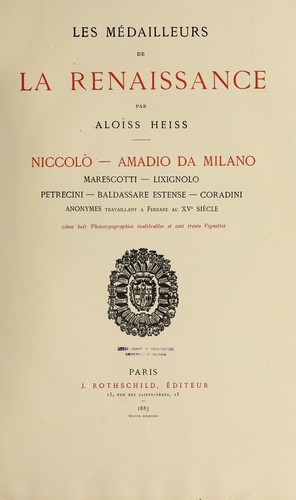 Les médailleurs de la renaissance