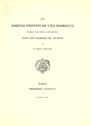 Les tortues éteintes de l'Île Rodriguez