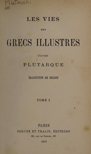 Les vies des Grecs illustres