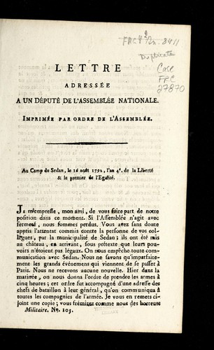Lettre adresse e a un de pute  de l'Assemble e nationale