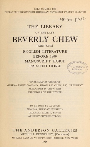 The library of the late Beverly Chew