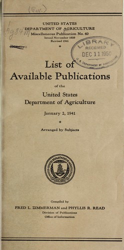 List of available publications of the United States Department of Agriculture, January 2, 1941