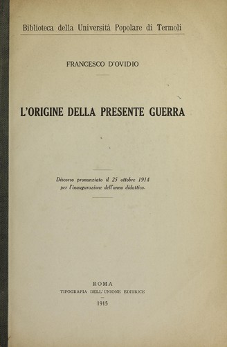 L'Origine della presente guerra