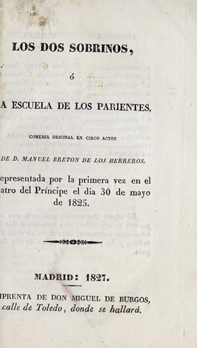 Los dos sobrinos, o, A escuela de los parientes