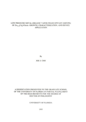 Low pressure metal-organic vapor phase epitaxy (MOVPE) of ZnCdS/GaAs