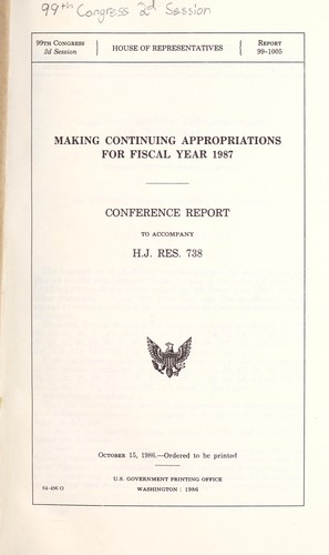 Making continuing appropriations for fiscal year 1987
