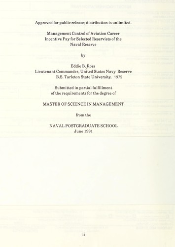 Management control of Aviation Career Incentive Pay for selected reservists of the Naval Reserve