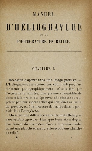 Manuel d'héliogravure et de photogravure en relief