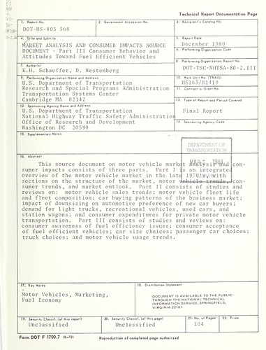 Market analysis and consumer impacts source document