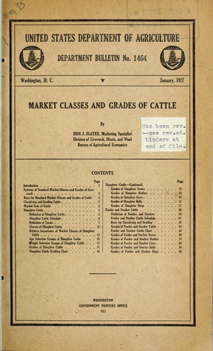 Market classes and grades of cattle