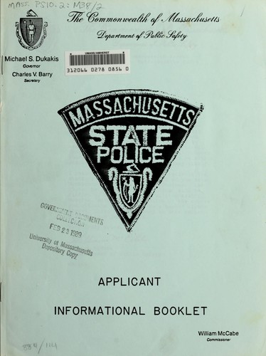 Massachusetts State Police applicant informational booklet