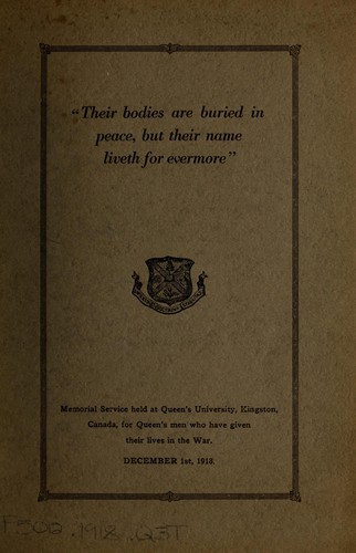 Memorial service held at Queen's University, Kingston, Canada, for Queen's men who have given their lives in the war