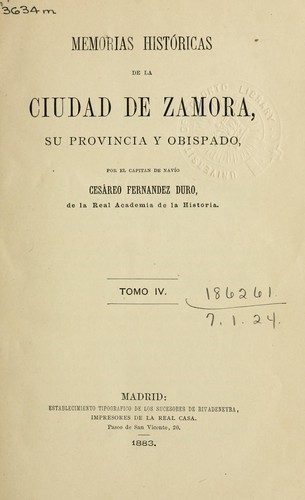 Memorias historicas de la ciudad de Zamora