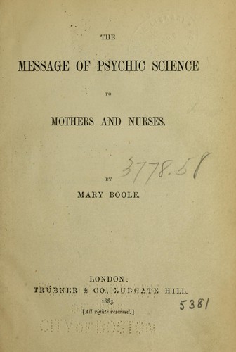 The message of psychic science to mothers and nurses