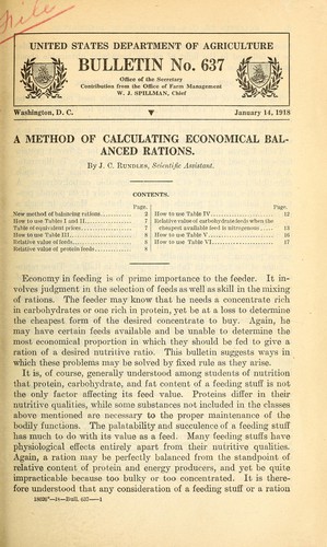A method of calculating economical balanced rations