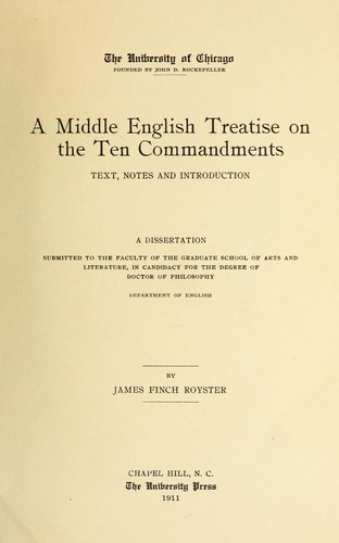A middle English treatise on the Ten Commandments