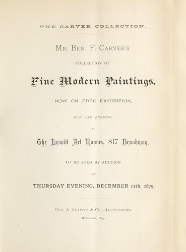 Mr. Ben F. Carver's collection of fine modern paintings