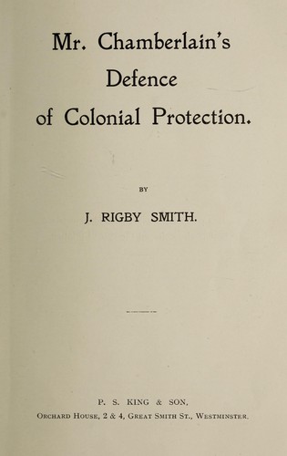 Mr. Chamberlain's defence of colonial protection