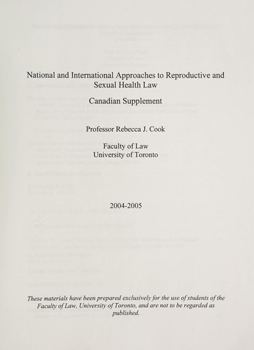 National and international approaches to reproductive and sexual health law