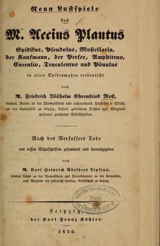 Neun lustspiele des M. Accius Plautus ...