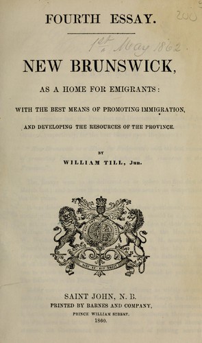 New Brunswick as a home for emigrants