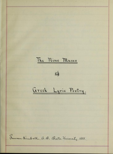 The nine muses of Greek lyric poetry