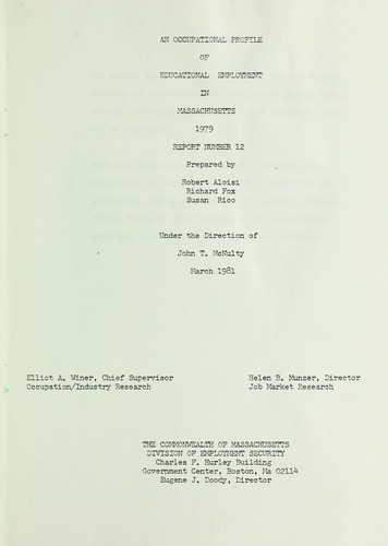 An occupational profile of educational employment in Massachusetts, 1979