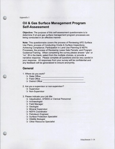Oil and gas surface management self-assessment