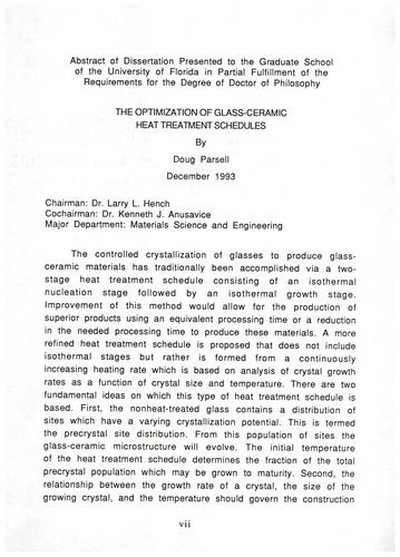 The optimization of glass-ceramic heat treatment schedules