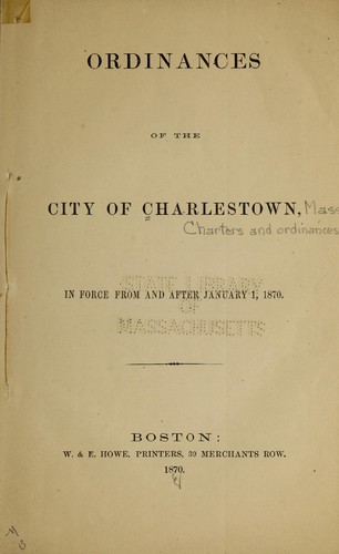 Ordinances of the City of Charlestown
