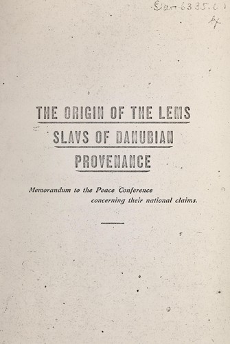 The Origin of the Lems, Slavs of Danubian Provenance
