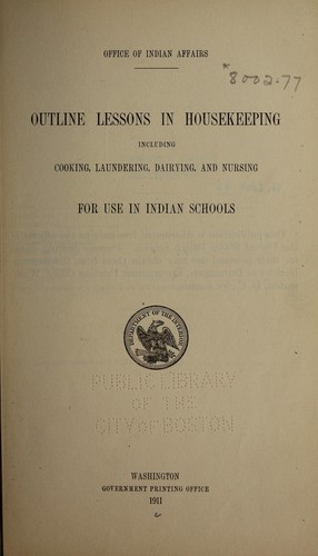 Outline lessons in housekeeping, including cooking, laundering, dairying, and nursing