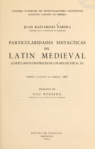 Particularidades sintacticas del latín medieval