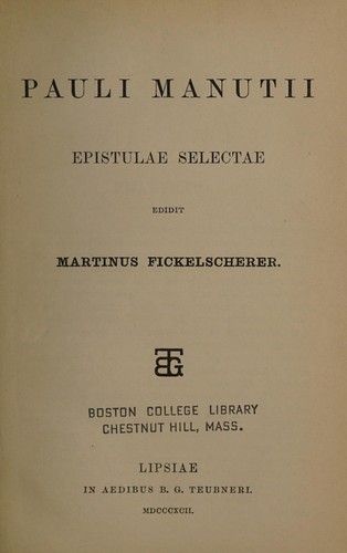 Pauli Manutii Epistulae selectae