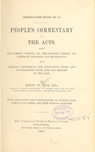 People's commentary on the Acts