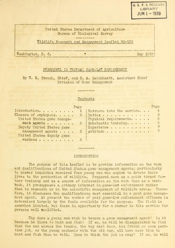 Personnel in federal game-law enforcement