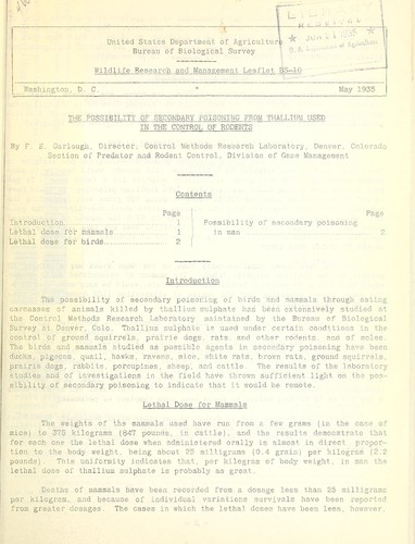 The possibility of secondary poisoning from thallium used in the control of rodents