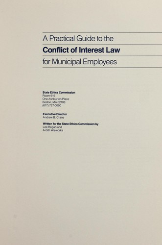 A Practical guide to the conflict of interest law for municipal employees