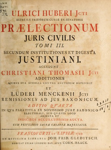 Praelectiones juris civilis secundum Institutiones et Digesta Justiniani