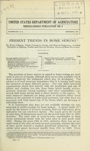Present trends in home sewing