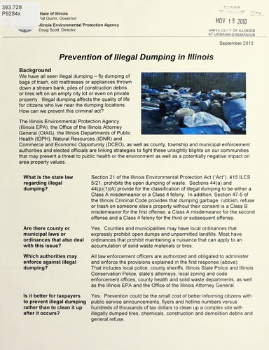 Prevention of illegal dumping in Illinois