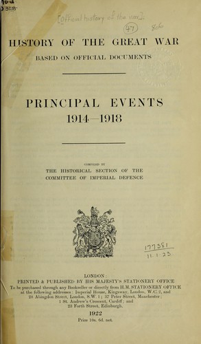 Principal events, 1914-1918