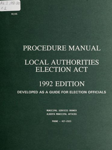 Procedure manual, Local Authorities Election Act