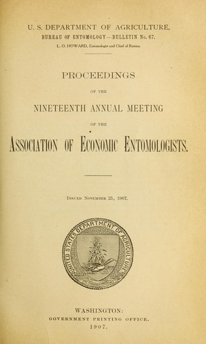 Proceedings of the nineteenth annual meeting of the Association of Economic Entomologists