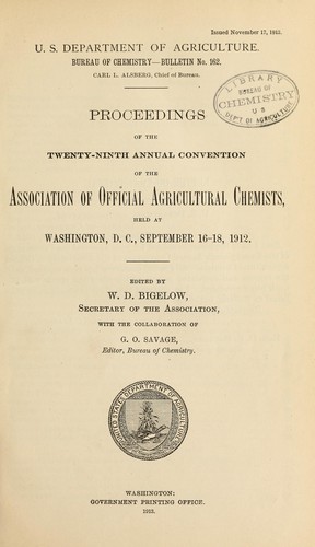 Proceedings of the Twenty-Ninth Annual Convention of the Association of Official Agricultural Chemists held at Washington, D.C., September 16-18, 1912