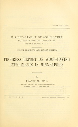 Progress report on wood-paving experiments in Minneapolis