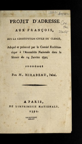 Projet d'adresse aux François sur la Constitution civile du clergé