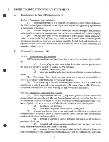 Proposed amendments to Montana's state plan under part B of the Individuals with Disabilities Act for fiscal years 93-95