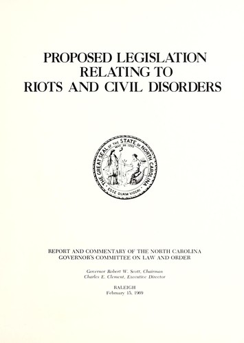 Proposed legislation relating to riots and civil disorders