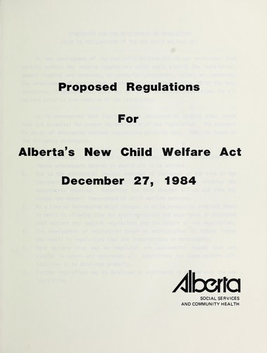 Proposed regulations for Alberta's new Child Welfare Act